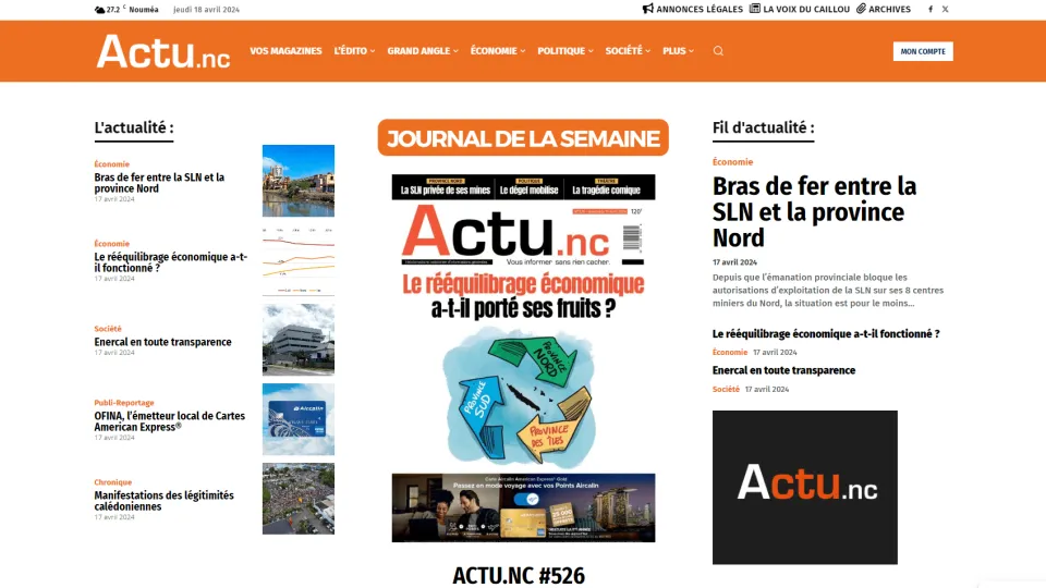 Aperçu du projet Actu NC